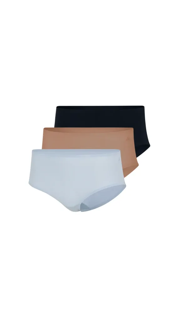 Schiesser Hipster Slip 3er-Pack Schwarz/Blau/Braun - ADIDAS für Damen, Größe M, 76 % Polyamid, 24 % Elasthan