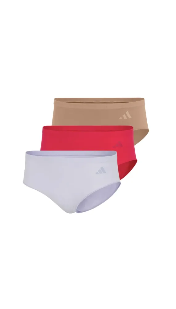 Schiesser Hipster Slip 3er-Pack Rot/Blau/Braun - ADIDAS für Damen, Größe L, 87 % Polyamid, 13 % Elasthan