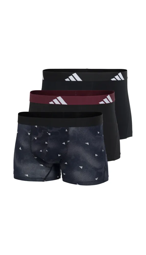 Schiesser Enge Boxershorts 3er-Pack Schwarz gemustert - ADIDAS für Herren, Größe L, 95 % Baumwolle, 5 % Elasthan