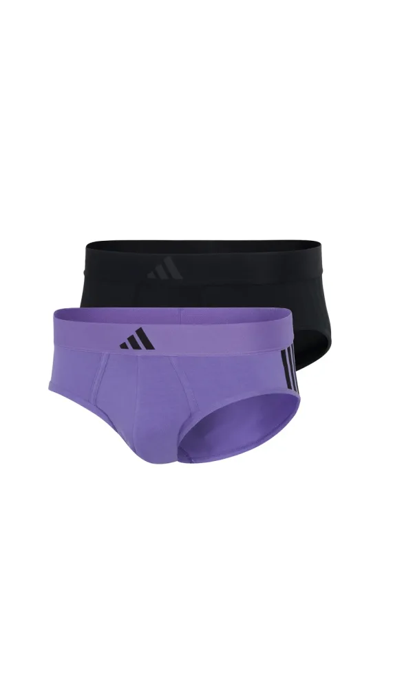 Schiesser Slip 2er-Pack Schwarz/Lila - ADIDAS für Herren, Größe L, 95 % Baumwolle, 5 % Elasthan