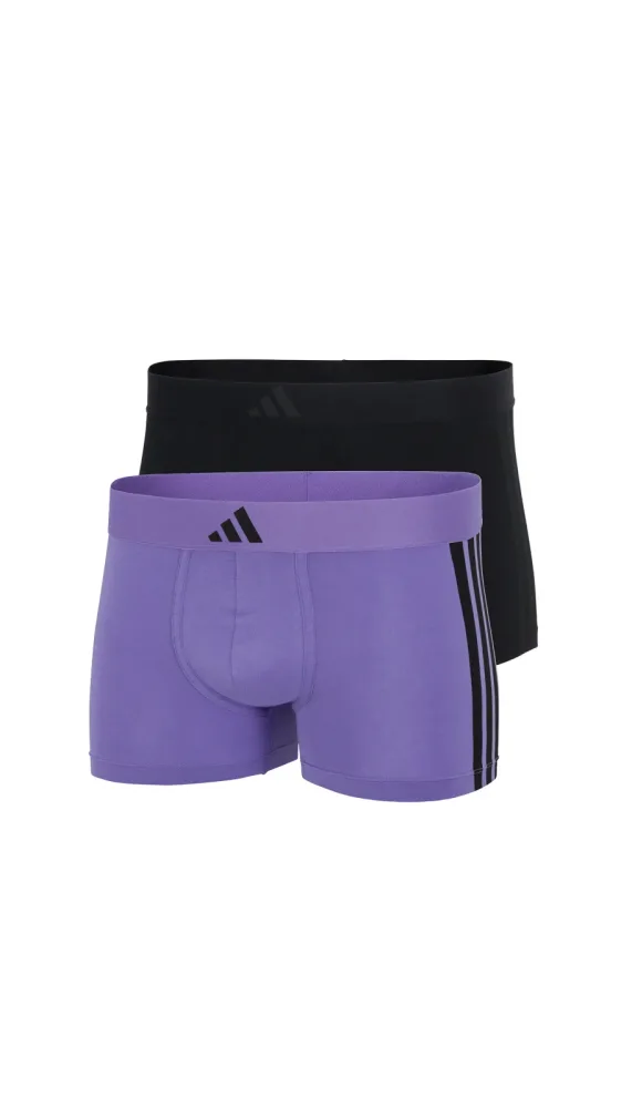 Schiesser Enge Boxershorts lang 2er-Pack Schwarz/Lila - ADIDAS für Herren, Größe XL, 95 % Baumwolle, 5 % Elasthan