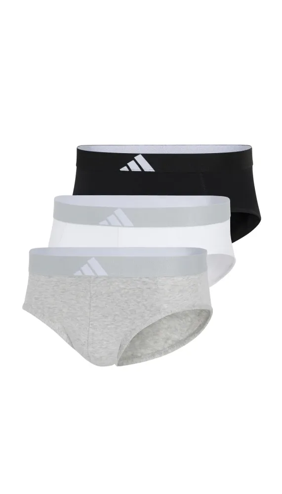 Schiesser Slip 3er-Pack Schwarz/Grau/Weiss - ADIDAS für Herren, Größe M, 95 % Baumwolle, 5 % Elasthan