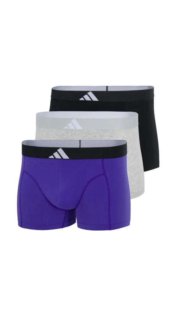 Schiesser Enge Boxershorts 3er-Pack Schwarz/Lila/Grau - ADIDAS für Herren, Größe XL, 95 % Baumwolle, 5 % Elasthan