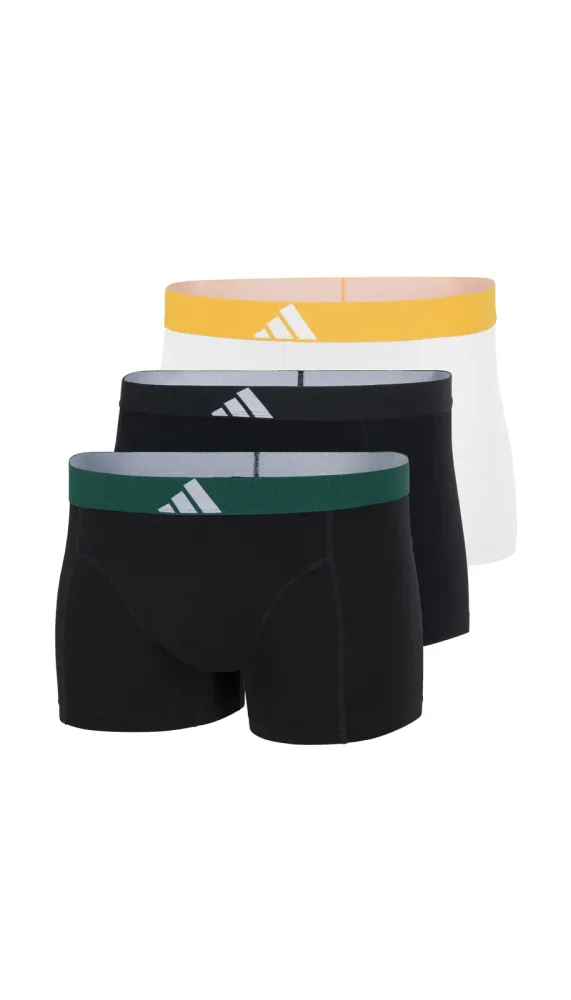 Schiesser Enge Boxershorts 3er-Pack Schwarz/Weiss/Gelb - ADIDAS für Herren, Größe S, 95 % Baumwolle, 5 % Elasthan