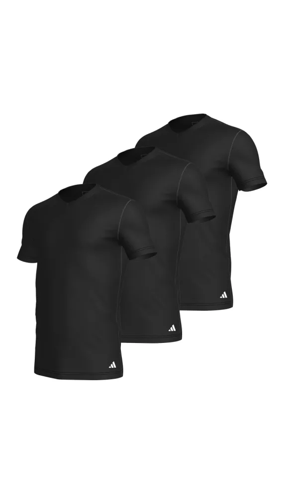 adidas - T-Shirt  3er Pack Figurbetont-V-Neck Shirt, Active Core Cotton 3PK, für Herren, Schwarz, Größe L