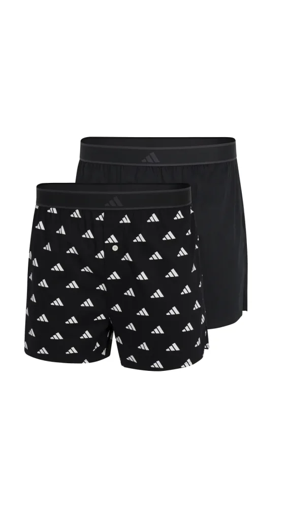 Schiesser Boxershorts mit Knopfleiste 2er-Pack Schwarz/Weiss - ADIDAS für Herren, Größe XL, 100 % Baumwolle