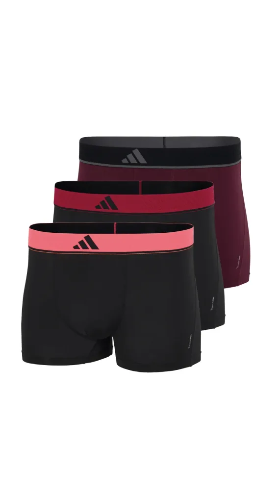 Schiesser Enge Boxershorts 3er-Pack Schwarz/Bordeaux - ADIDAS für Herren, Größe M, 85 % Polyester, 15 % Elasthan