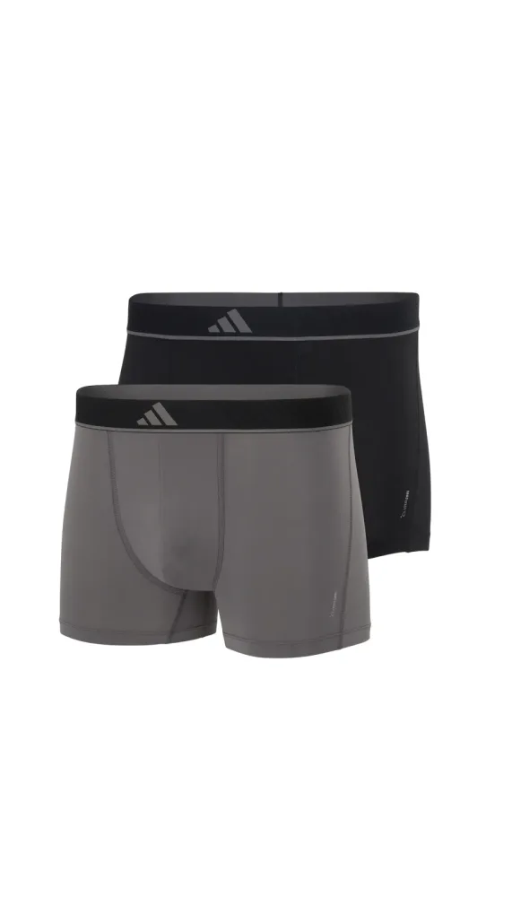 Schiesser Enge Boxershorts 2er-Pack Schwarz/Grau - ADIDAS für Herren, Größe M, 85 % Polyester, 15 % Elasthan