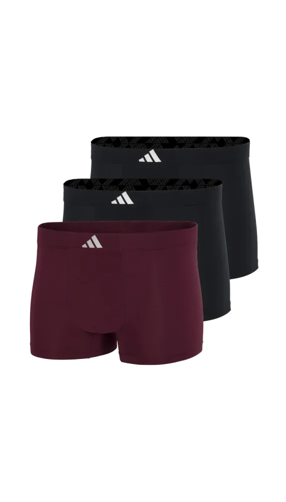 Schiesser Enge Boxershorts lang 3er-Pack Bordeaux/Schwarz - ADIDAS für Herren, Größe S, 93 % Polyester, 7 % Elasthan
