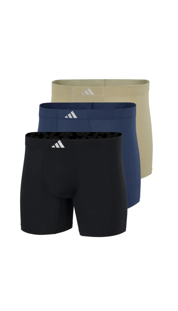 Schiesser Enge Boxershorts lang 3er-Pack Schwarz/Grün/Blau - ADIDAS für Herren, Größe XXL, 93 % Polyester, 7 % Elasthan