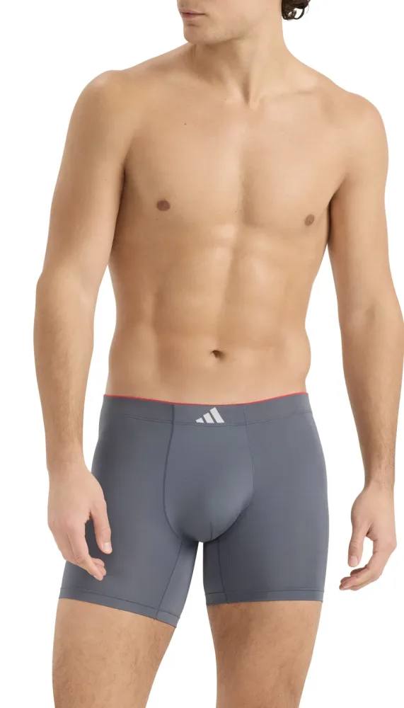 Schiesser Enge Boxershorts lang 3er-Pack Schwarz/Grau - ADIDAS für Herren, Größe XL, 93 % Polyester, 7 % Elasthan