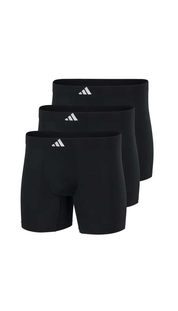 Schiesser Enge Boxershorts 3er-Pack Schwarz - ADIDAS für Herren, Größe L, 93 % Polyester, 7 % Elasthan