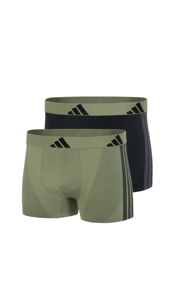 Schiesser Enge Boxershorts 2er-Pack Grün/Schwarz - ADIDAS für Herren, Größe L, 62 % Polyamid, 28 % Polyester, 10 % Elasthan