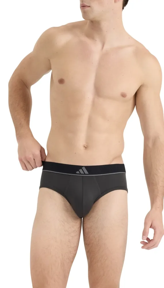 Schiesser Slip 3er-Pack Schwarz/Grau - ADIDAS für Herren, Größe M, 85 % Polyester, 15 % Elasthan