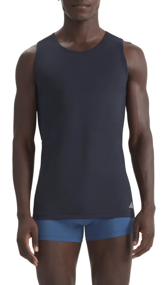 Schiesser Shirt ärmellos 2er-Pack Schwarz - ADIDAS für Herren, Größe S, 93 % Polyester, 7 % Elasthan