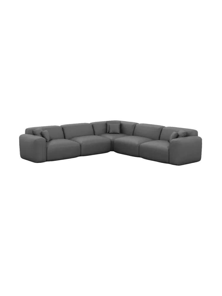 5-Sitzer Design Echtleder Ecksofa „Aras“ Echtleder Dark Grey BLOOMINGLOFT Collection