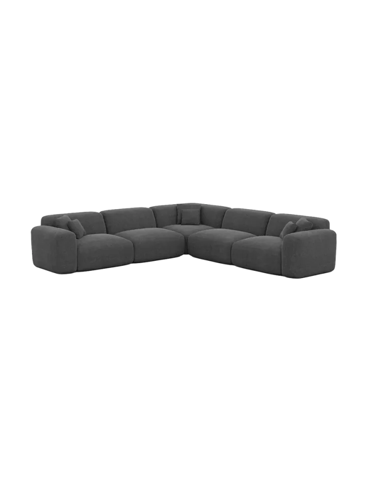 5-Sitzer Design Ecksofas „Aras“ mit Strukturstoff-Bezug Strukturstoff Anthrazit BLOOMINGLOFT Collection