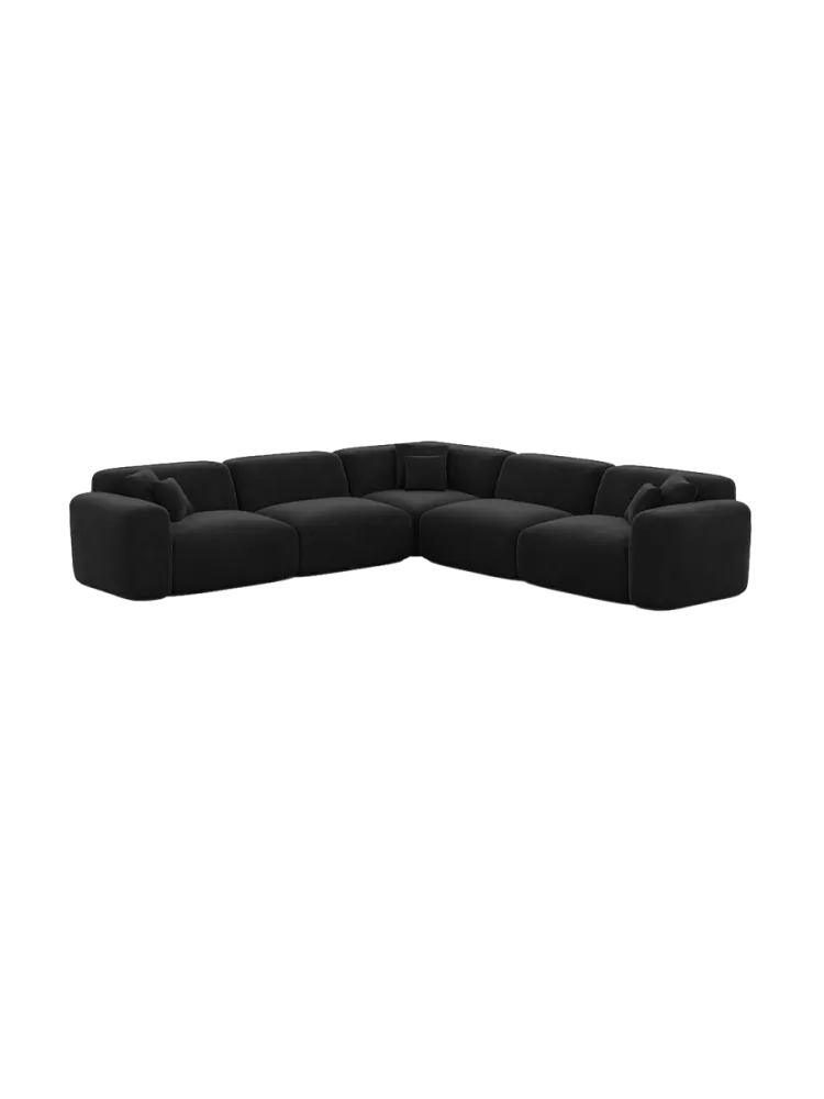 5-Sitzer Design Ecksofa „Aras“ mit Samtbezug Samtbezug Schwarz BLOOMINGLOFT Collection