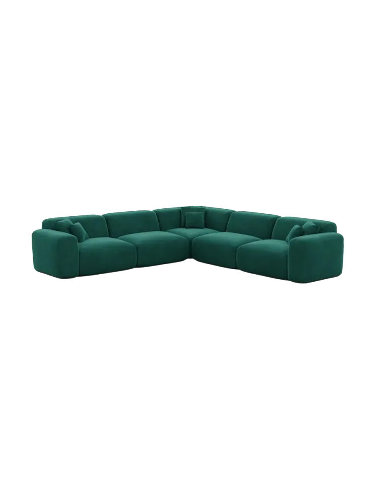 5-Sitzer Design Ecksofa „Aras“ mit Samtbezug Samtbezug Grün BLOOMINGLOFT Collection