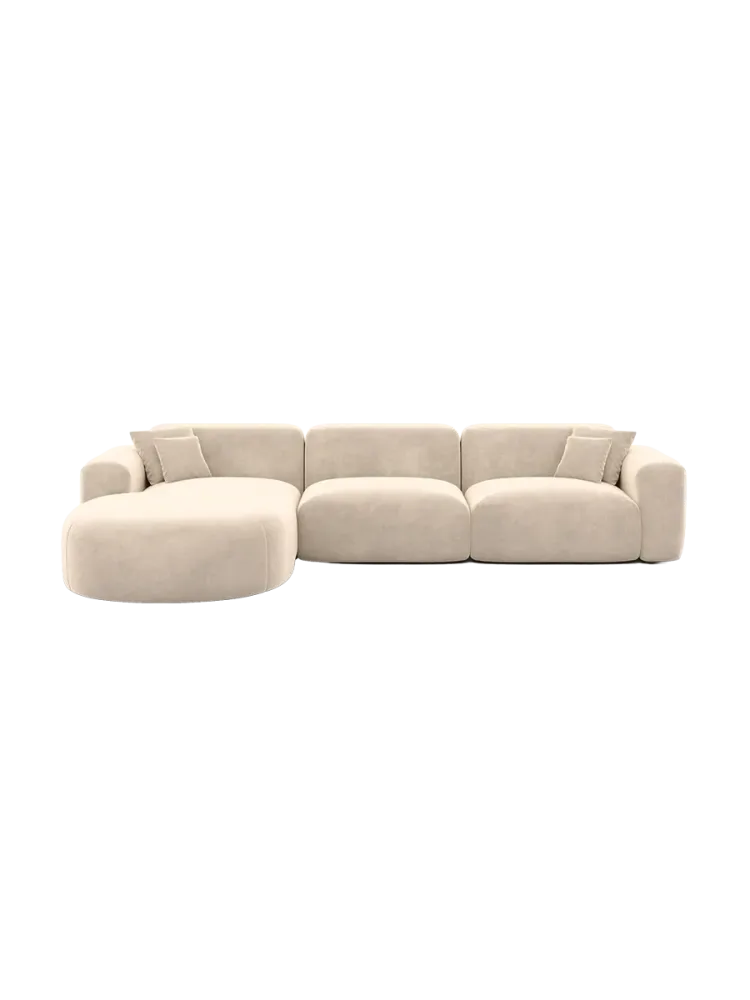 4-Sitzer Design Ecksofa „Aras“ mit Samtbezug Samtbezug Cream BLOOMINGLOFT Collection