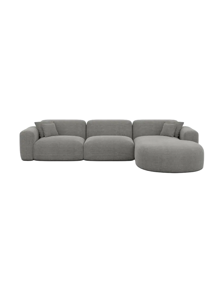 4-Sitzer Design Ecksofas „Aras“ mit Strukturstoff-Bezug Strukturstoff Grau BLOOMINGLOFT Collection