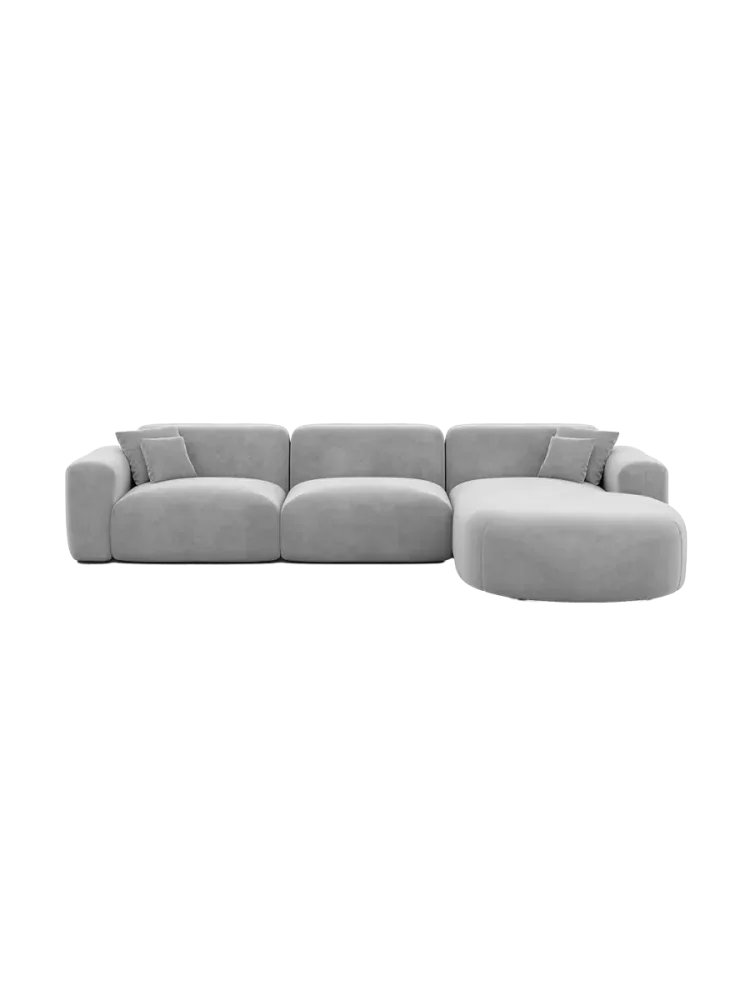 4-Sitzer Design Ecksofa „Aras“ mit Samtbezug Samtbezug Hellgrau BLOOMINGLOFT Collection