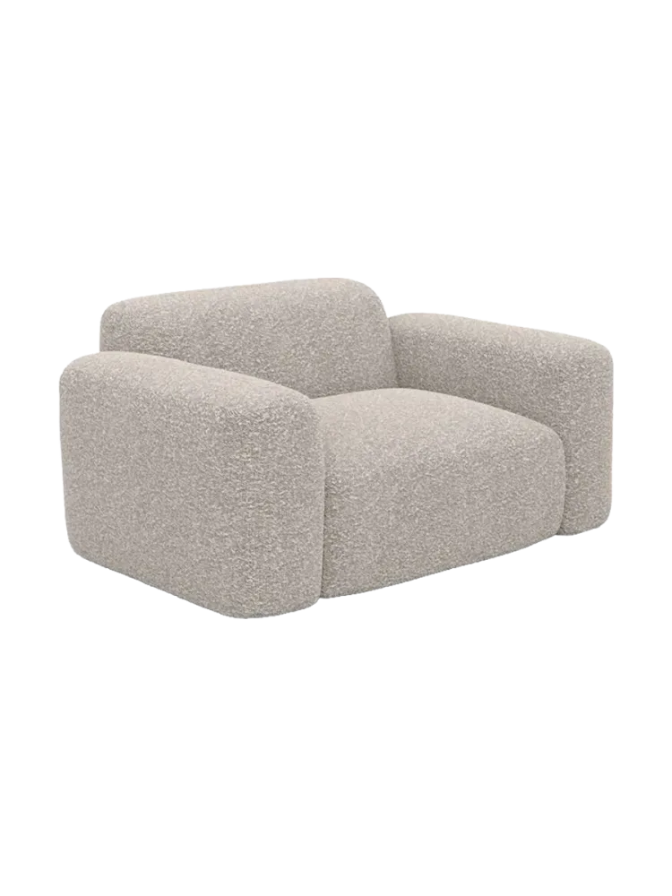 Design Loungesessel „Aras“ mit Bouclé-Bezug Bouclé Toffee BLOOMINGLOFT Collection