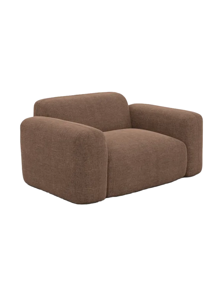 Design Loungesessel „Aras“ mit Strukturstoff-Bezug Strukturstoff Braun BLOOMINGLOFT Collection