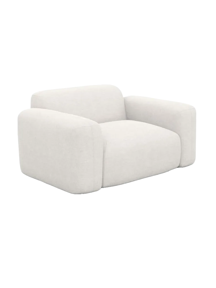 Design Loungesessel „Aras“ mit Strukturstoff-Bezug Strukturstoff Weiss BLOOMINGLOFT Collection