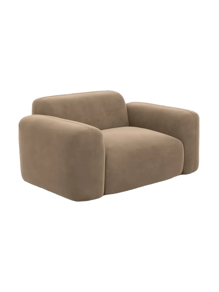 Design Loungesessel „Aras“ mit Samtbezug Samtbezug Braun BLOOMINGLOFT Collection