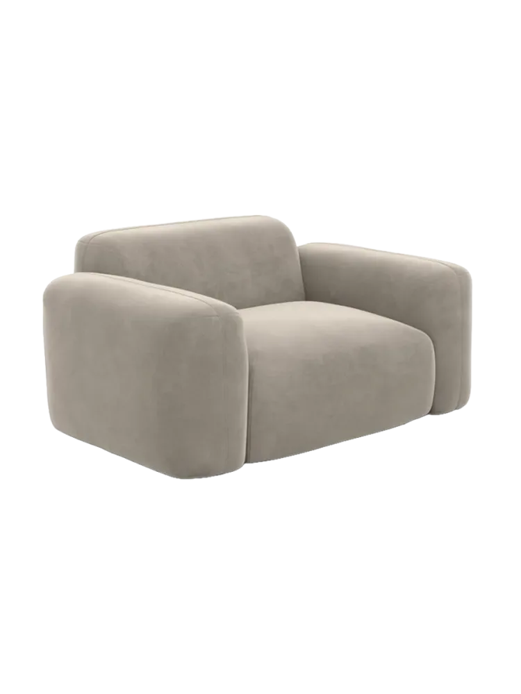 Design Loungesessel „Aras“ mit Samtbezug Samtbezug Beige dunkel BLOOMINGLOFT Collection