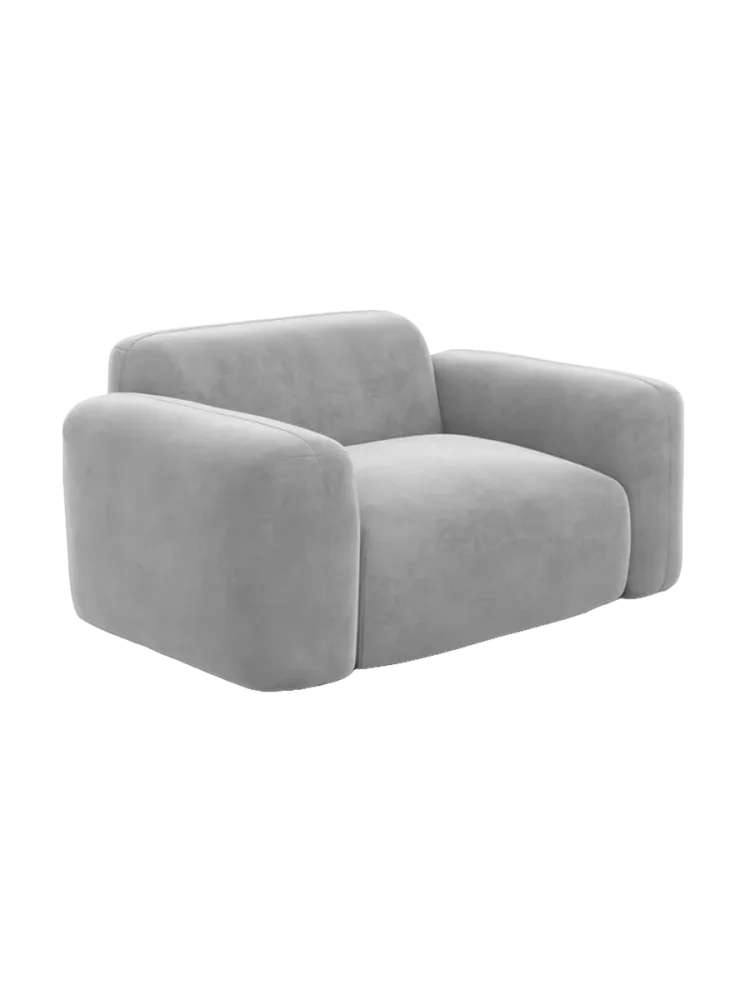 Design Loungesessel „Aras“ mit Samtbezug Samtbezug Hellgrau BLOOMINGLOFT Collection