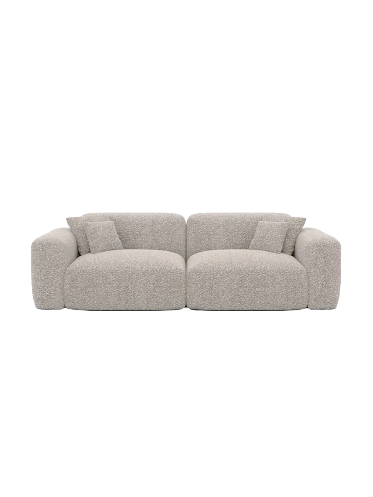 2-Sitzer Design Sofa „Aras“ mit Bouclé-Bezug Bouclé Toffee BLOOMINGLOFT Collection