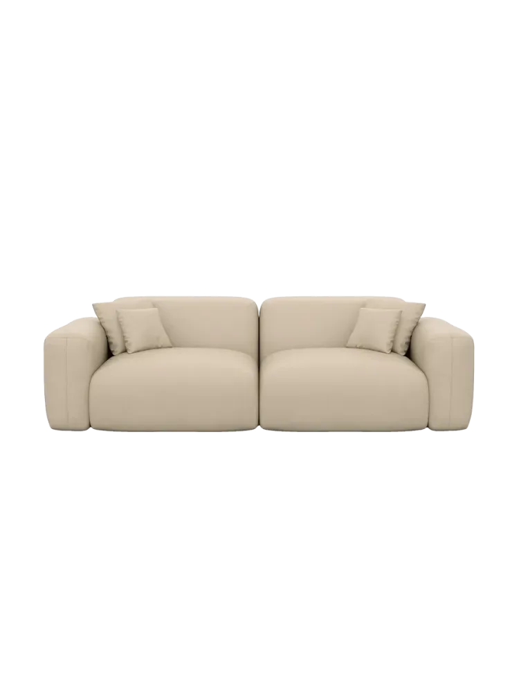 2-Sitzer Design Echtleder Sofa „Aras“ Echtleder Beige BLOOMINGLOFT Collection