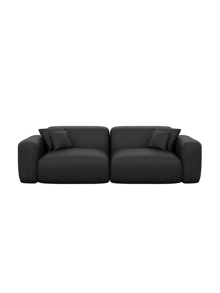 2-Sitzer Design Echtleder Sofa „Aras“ Echtleder Schwarz BLOOMINGLOFT Collection