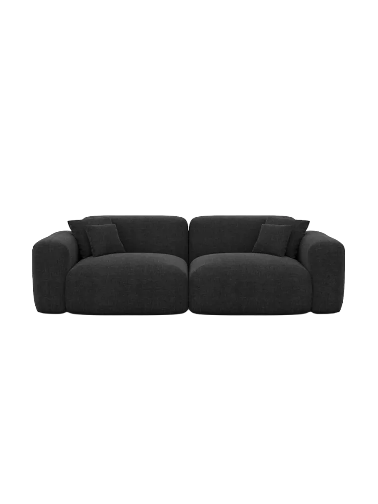 2-Sitzer Design Sofa „Aras“ mit Strukturstoff-Bezug Strukturstoff Schwarz BLOOMINGLOFT Collection