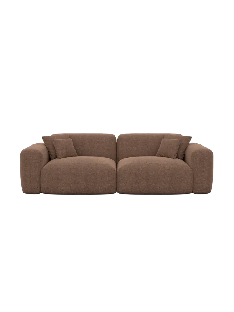 2-Sitzer Design Sofa „Aras“ mit Strukturstoff-Bezug Strukturstoff Braun BLOOMINGLOFT Collection