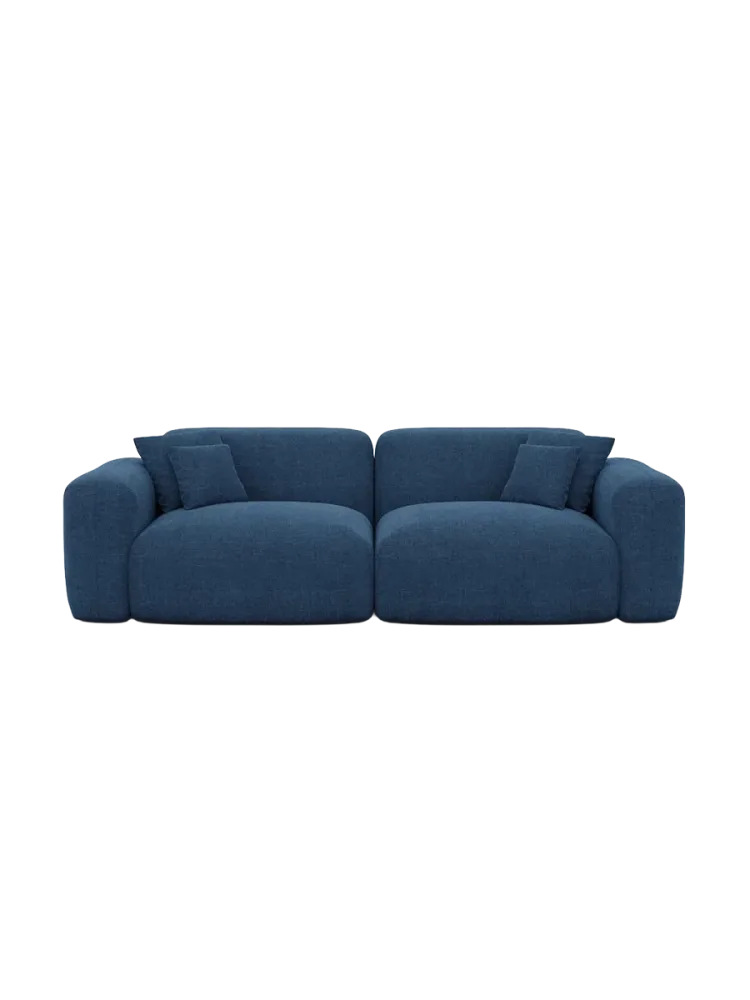 2-Sitzer Design Sofa „Aras“ mit Strukturstoff-Bezug Strukturstoff Dunkelblau BLOOMINGLOFT Collection