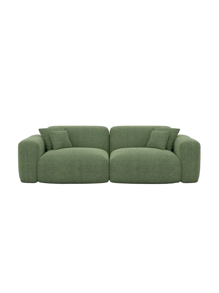 2-Sitzer Design Sofa „Aras“ mit Strukturstoff-Bezug Strukturstoff Grün BLOOMINGLOFT Collection