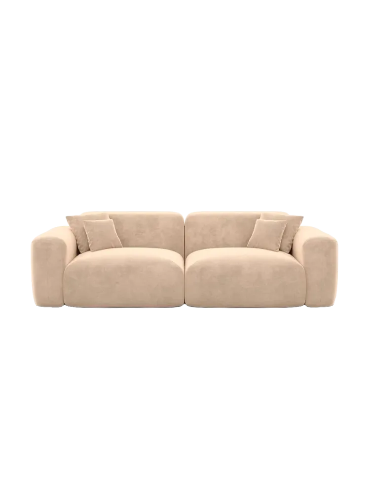2-Sitzer Design Sofa „Aras“ mit Samtbezug Samtbezug Beige BLOOMINGLOFT Collection