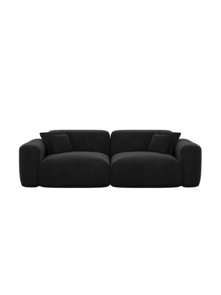 2-Sitzer Design Sofa „Aras“ mit Samtbezug Samtbezug Schwarz BLOOMINGLOFT Collection