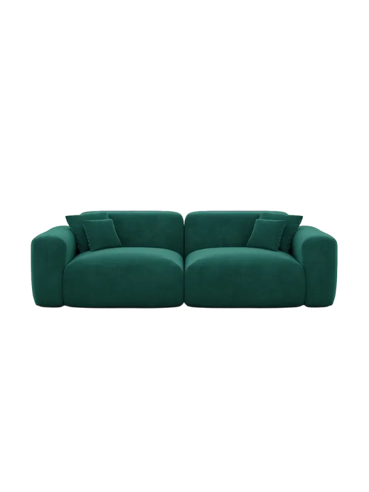 2-Sitzer Design Sofa „Aras“ mit Samtbezug Samtbezug Grün BLOOMINGLOFT Collection