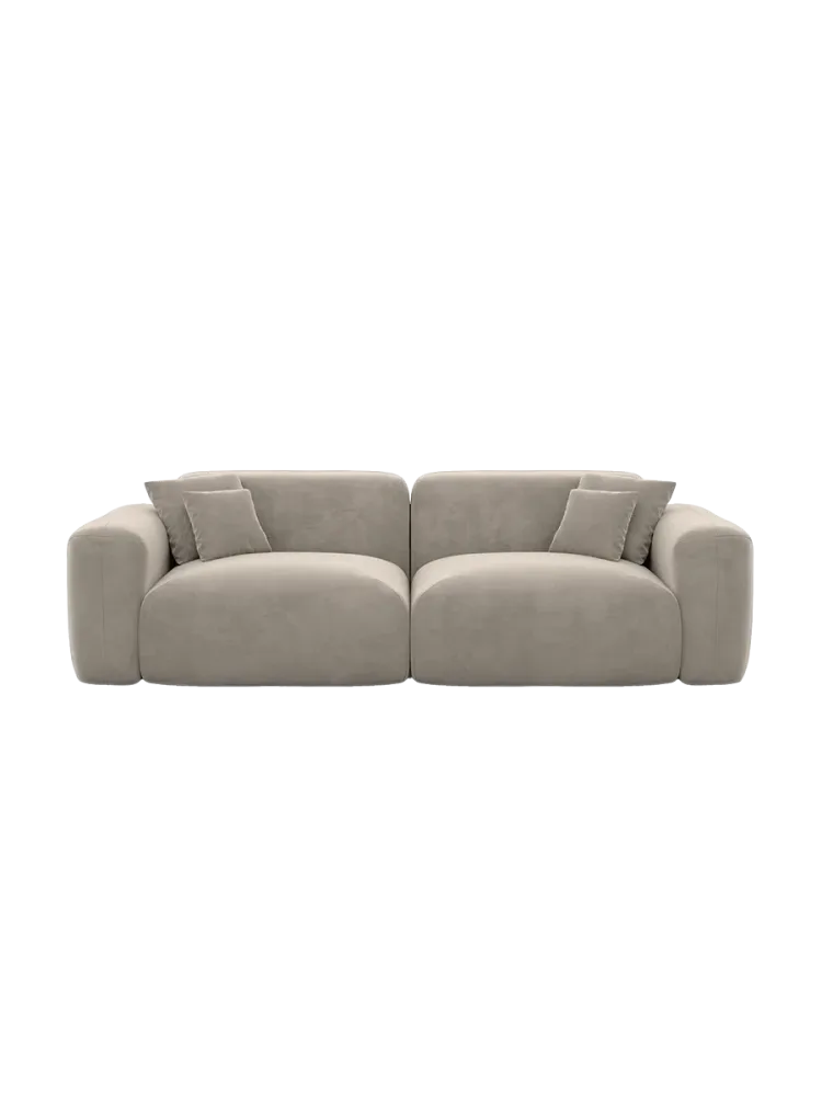 2-Sitzer Design Sofa „Aras“ mit Samtbezug Samtbezug Beige dunkel BLOOMINGLOFT Collection