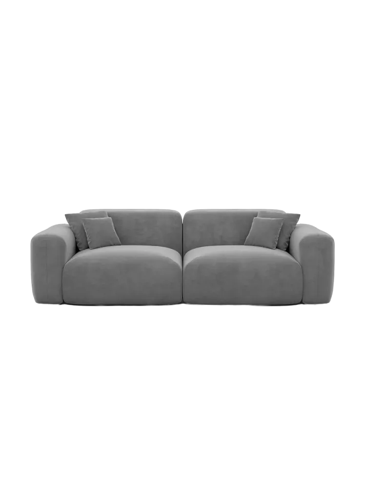 2-Sitzer Design Sofa „Aras“ mit Samtbezug Samtbezug Dunkelgrau BLOOMINGLOFT Collection
