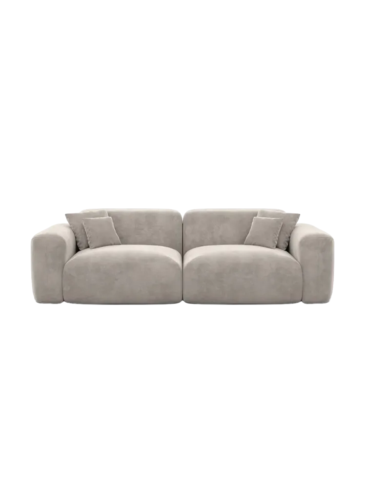 2-Sitzer Design Sofa „Aras“ mit Samtbezug Samtbezug Sand BLOOMINGLOFT Collection