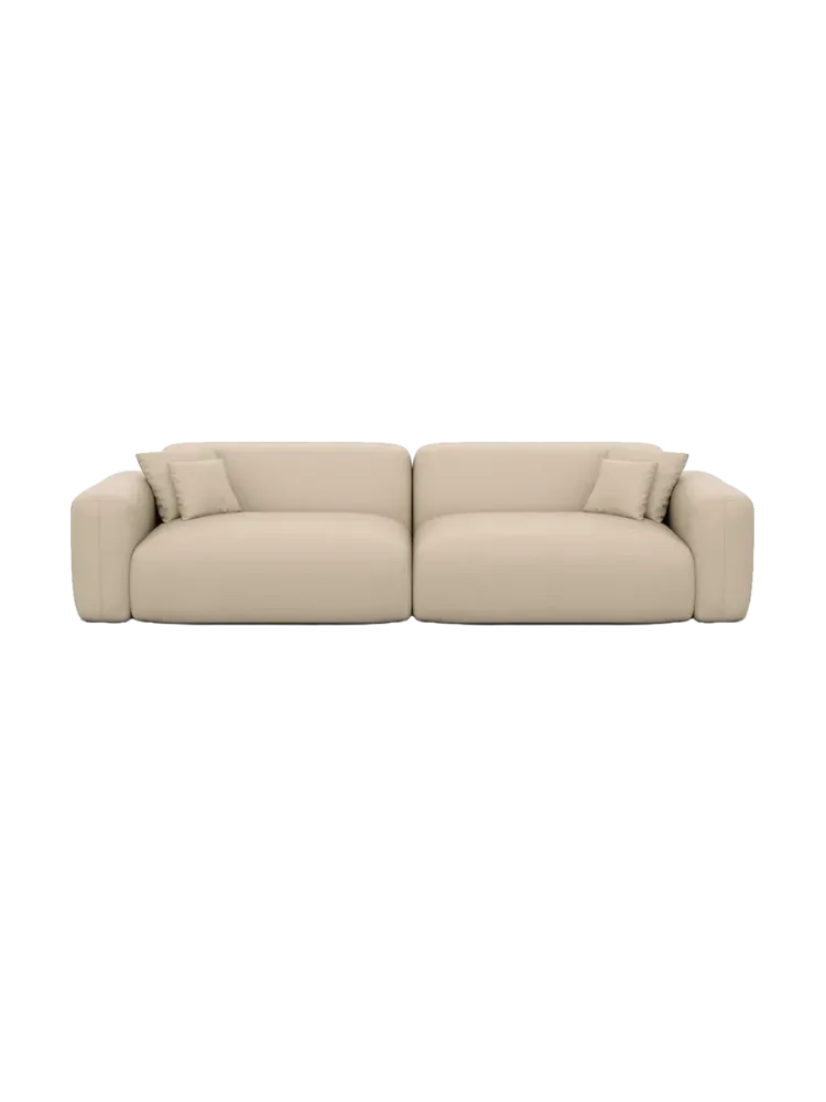 3-Sitzer Design Echtleder Sofa „Aras“ Echtleder Beige BLOOMINGLOFT Collection