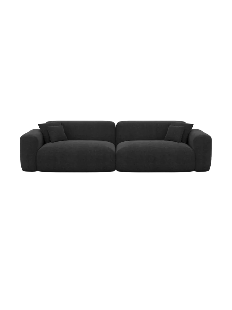3-Sitzer Design Sofa „Aras“ mit Strukturstoff-Bezug Strukturstoff Schwarz BLOOMINGLOFT Collection