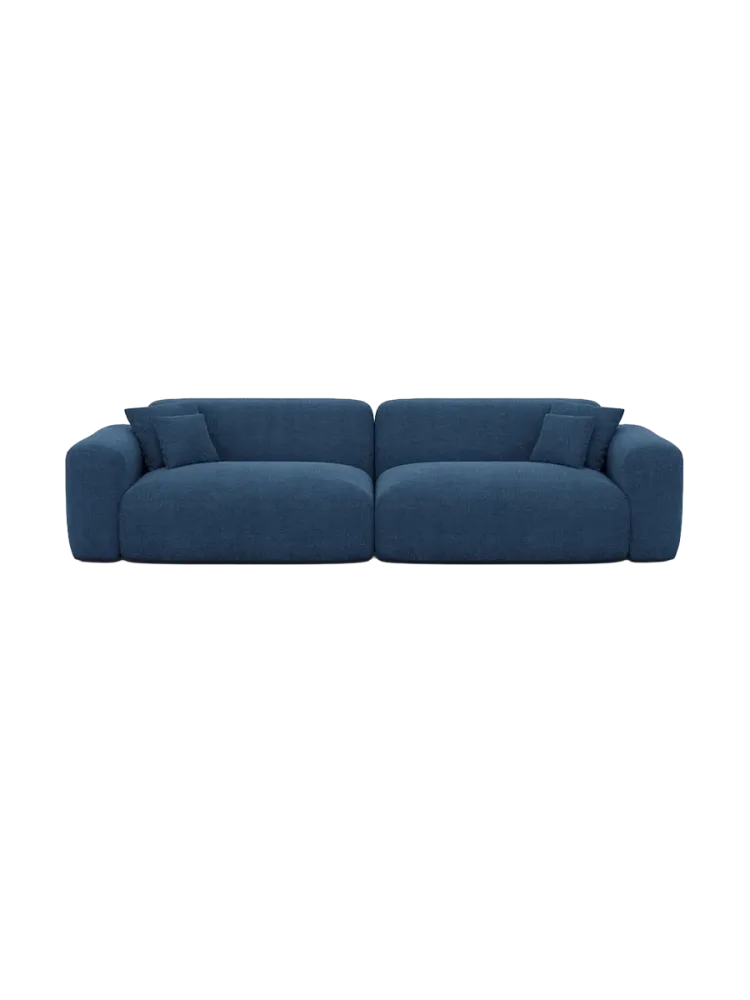 3-Sitzer Design Sofa „Aras“ mit Strukturstoff-Bezug Strukturstoff Dunkelblau BLOOMINGLOFT Collection