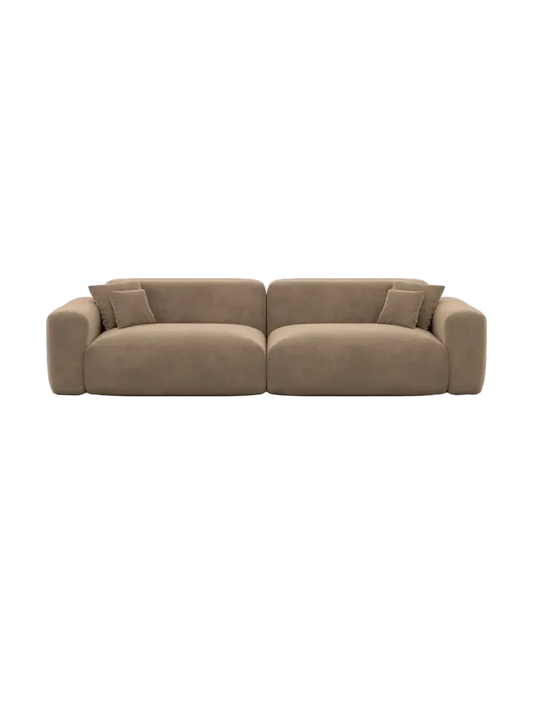 3-Sitzer Design Sofa „Aras“ mit Samtbezug Samtbezug Braun BLOOMINGLOFT Collection