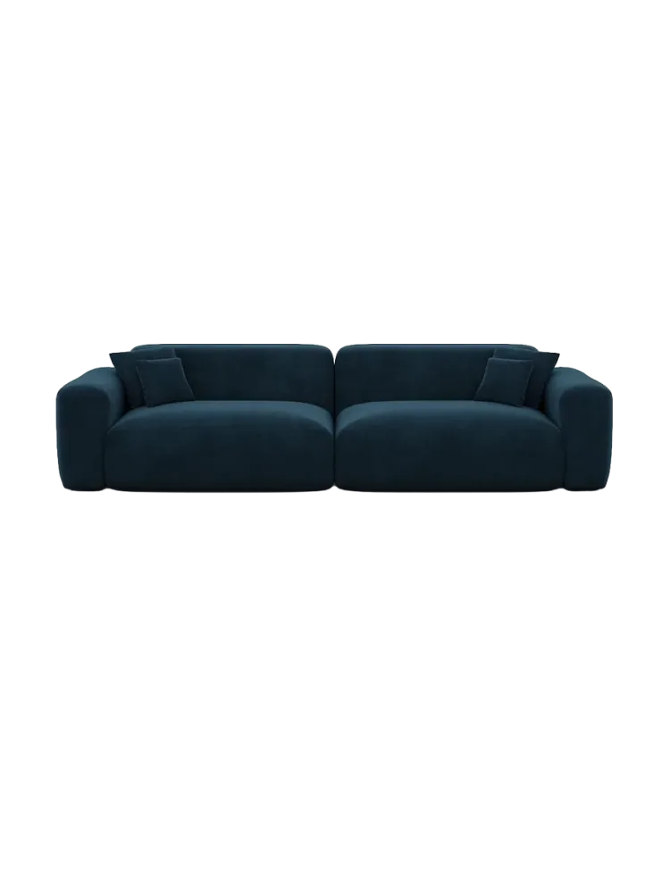 3-Sitzer Design Sofa „Aras“ mit Samtbezug Samtbezug Königsblau BLOOMINGLOFT Collection